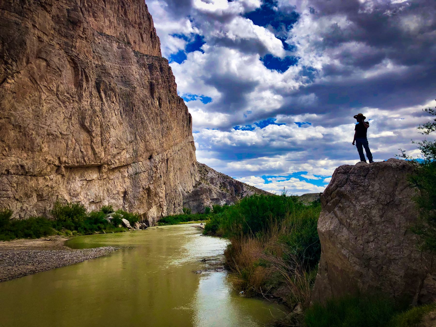 Joe in Silhouette at the Rio Grande River Border